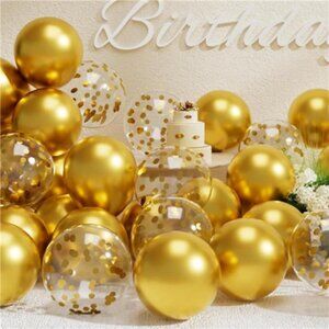 Gold Balloons Set 47PCS Metallic Latex Confetti Helium Birthday Graduation Party